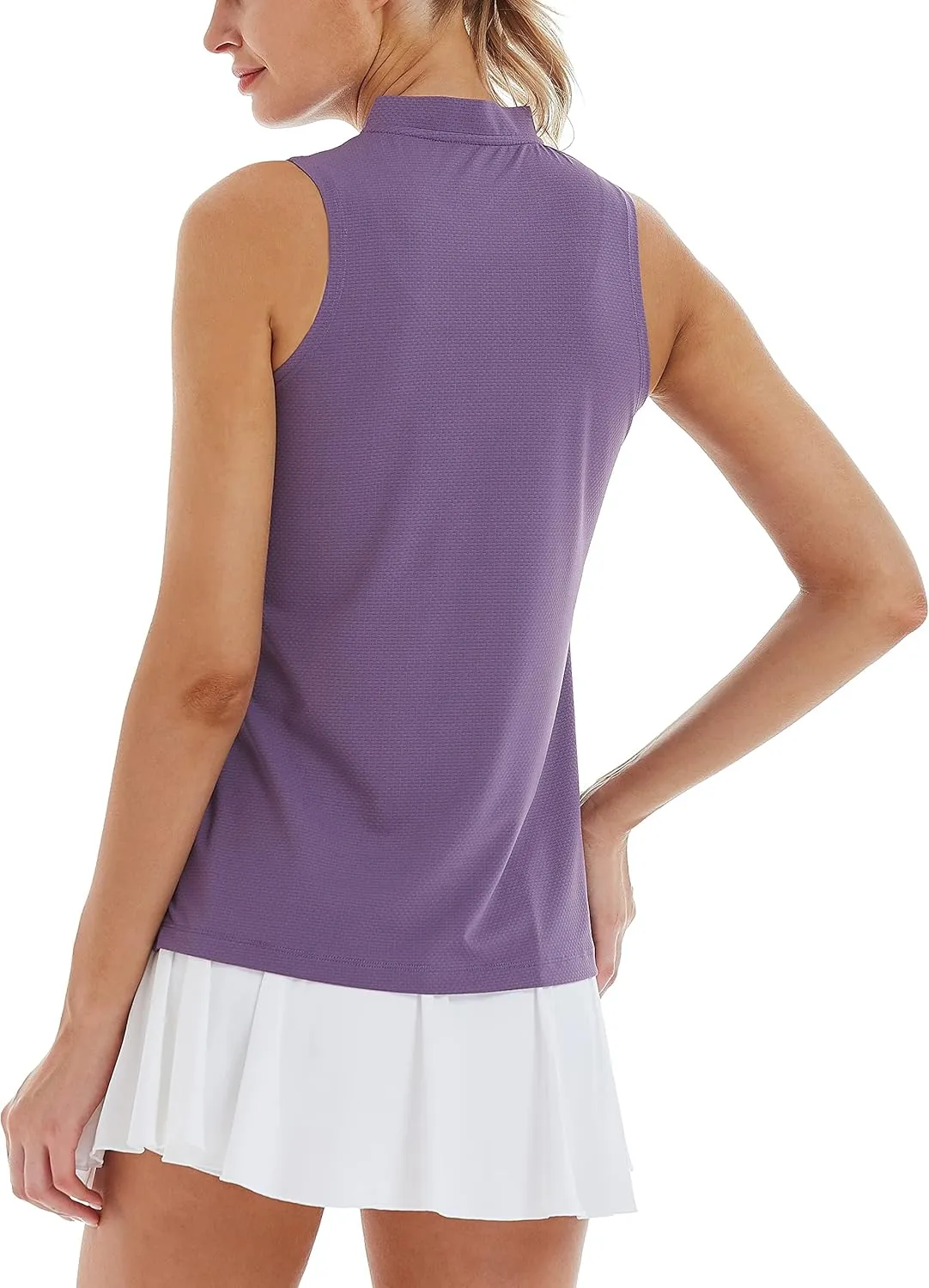 LastFor1 Women's Golf Polo Sleeveless Shirt Zip-Up UPF 50  UV Protection Athletic Tops Slim Fit Quick Dry Lightweight