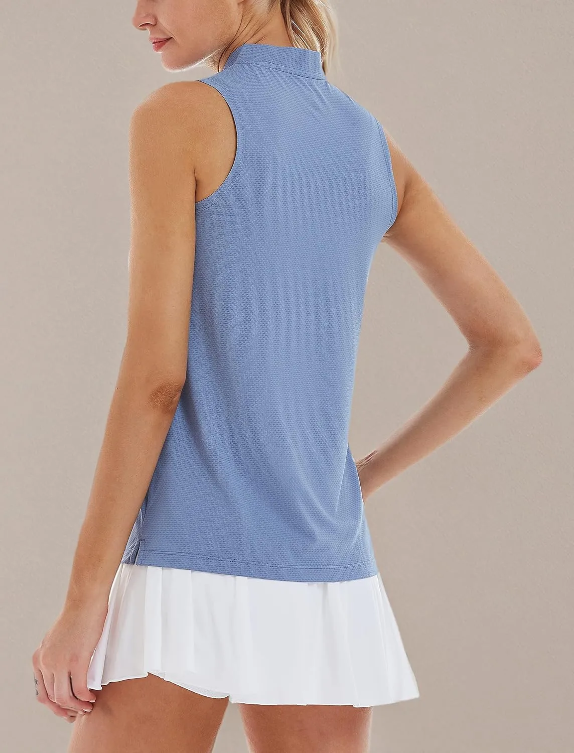 LastFor1 Women's Golf Polo Sleeveless Shirt Zip-Up UPF 50  UV Protection Athletic Tops Slim Fit Quick Dry Lightweight