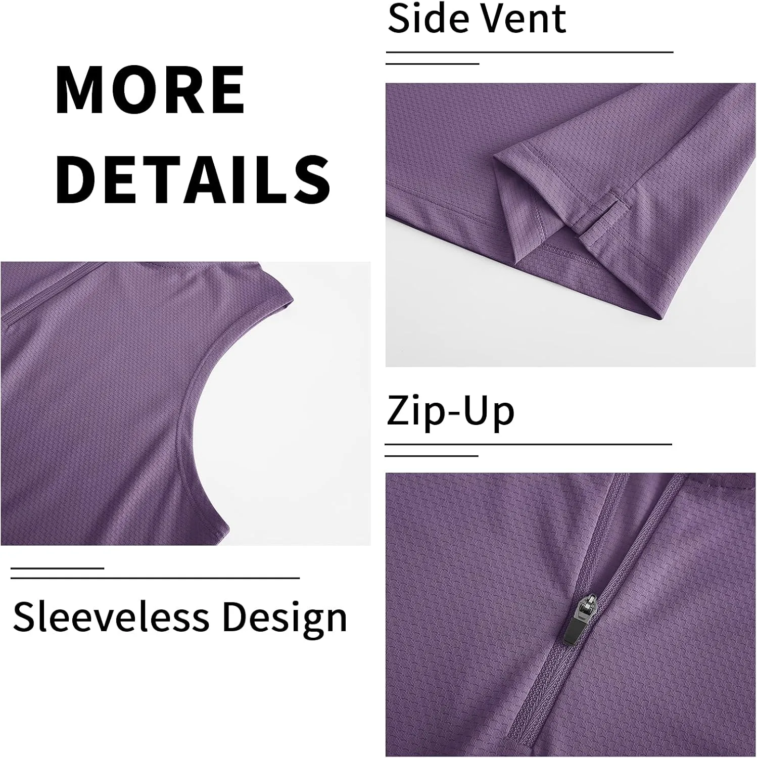 LastFor1 Women's Golf Polo Sleeveless Shirt Zip-Up UPF 50  UV Protection Athletic Tops Slim Fit Quick Dry Lightweight