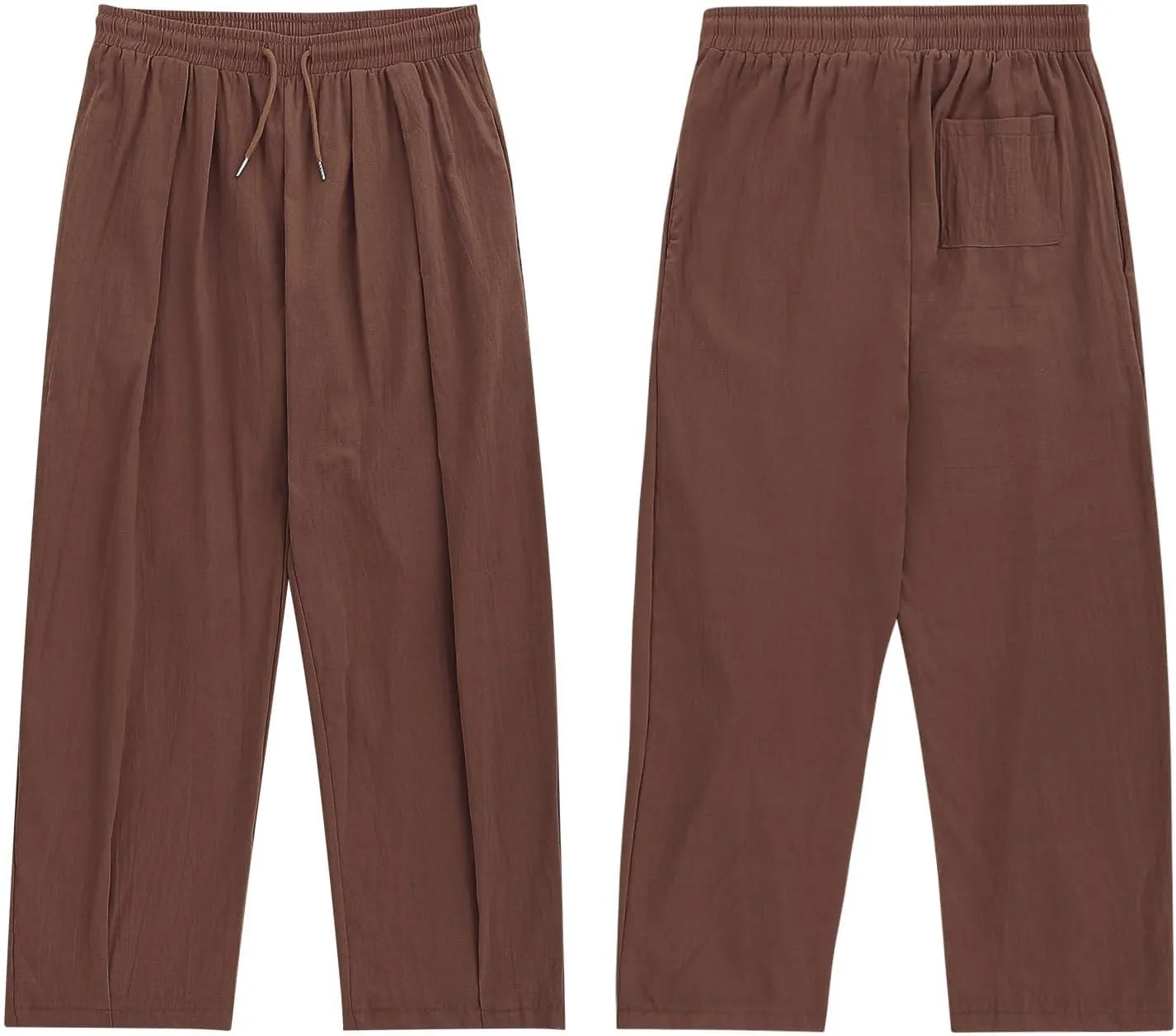 Linen Pants Women 2025 Summer Drawstring Elastic Waist Lightweight Palazzo Pants Baggy Comfy Vacation Trouser with Pockets