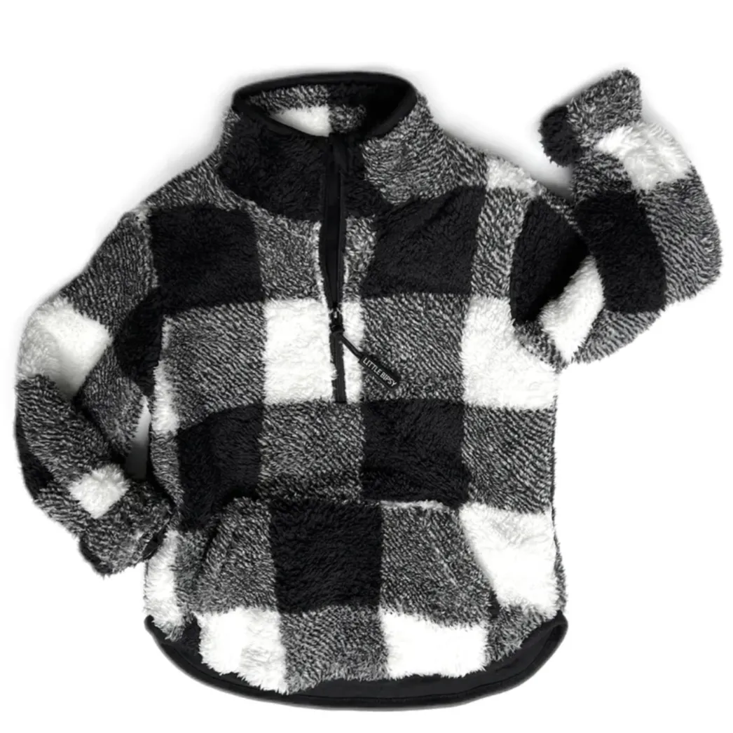Little Bipsy - Plaid Sherpa Quarter-Zip in Black