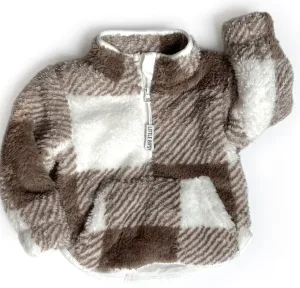 Little Bipsy - Plaid Sherpa Quarter-Zip in Latte