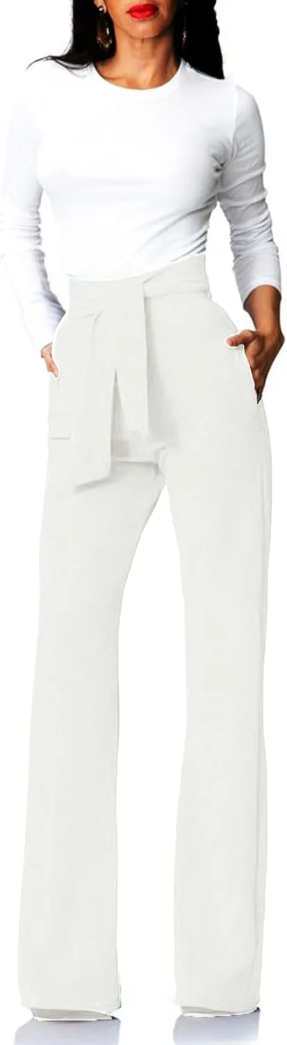 Lucuna Women's Dress Pants High Waisted Wide Leg Work Pants Slacks Office Business Casual Trousers