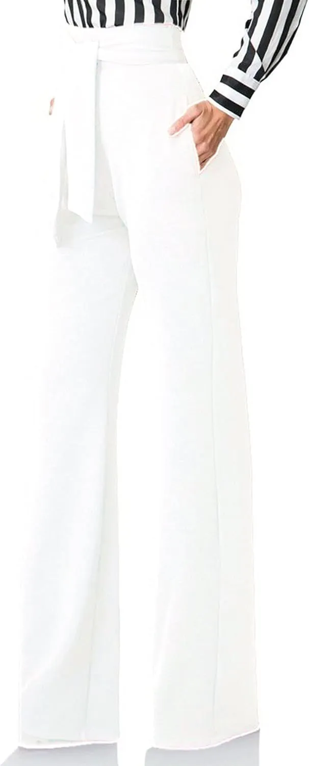 Lucuna Women's Dress Pants High Waisted Wide Leg Work Pants Slacks Office Business Casual Trousers