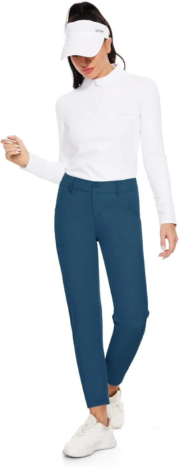 M MOTEEPI Womens Golf Pants Lightweight Stretchy Work Hiking Pants with Pockets Slim Fit Golf Apparel