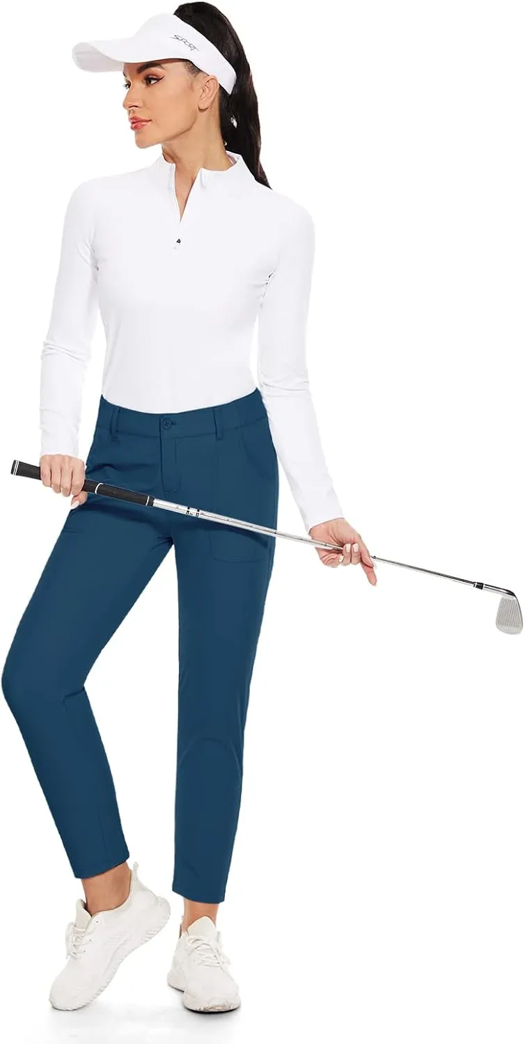 M MOTEEPI Womens Golf Pants Lightweight Stretchy Work Hiking Pants with Pockets Slim Fit Golf Apparel