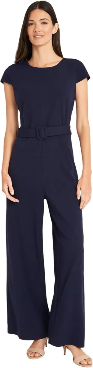 Maggy London womens Belted Wide Pant Leg Jumpsuit Workwear Office Occasion Event Guest ofBusiness Casual Dress