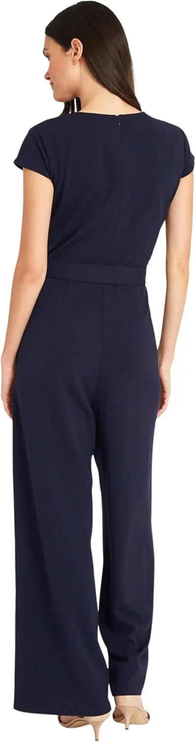 Maggy London womens Belted Wide Pant Leg Jumpsuit Workwear Office Occasion Event Guest ofBusiness Casual Dress