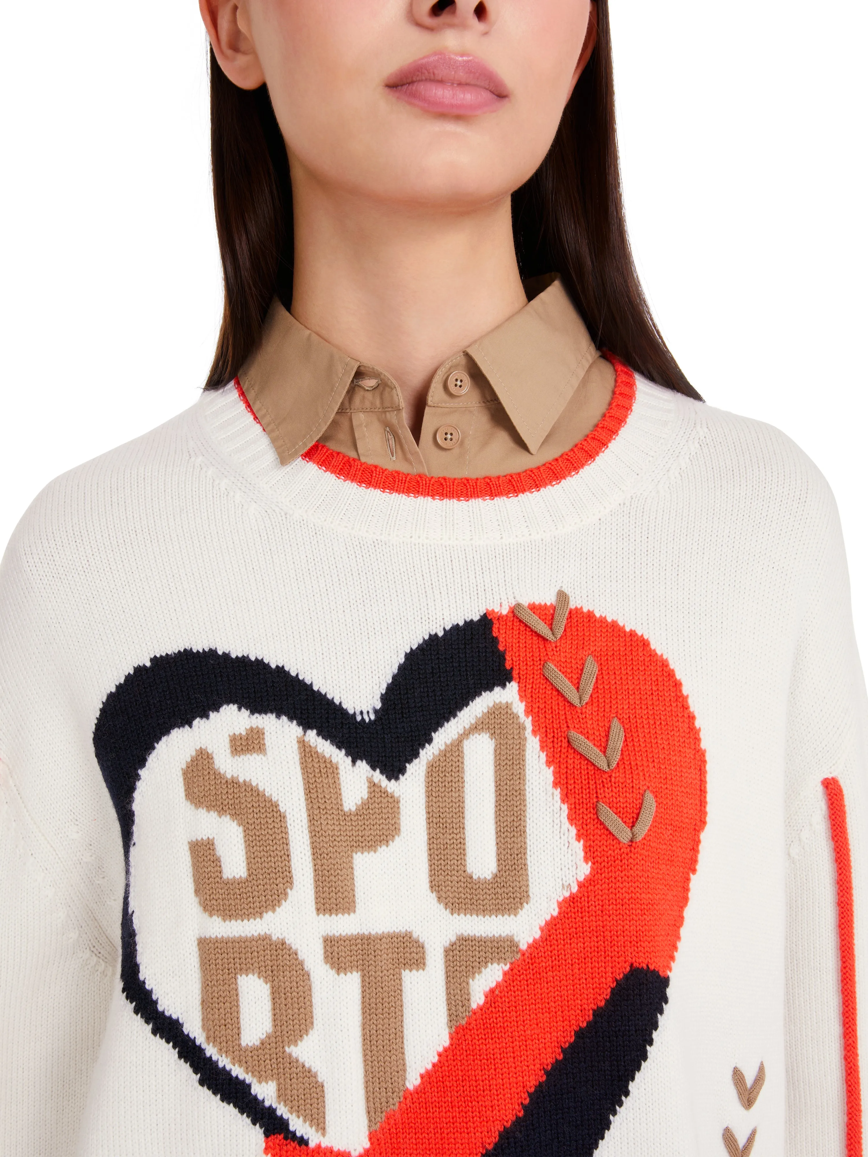 MARC CAIN Cream Heart Sweater