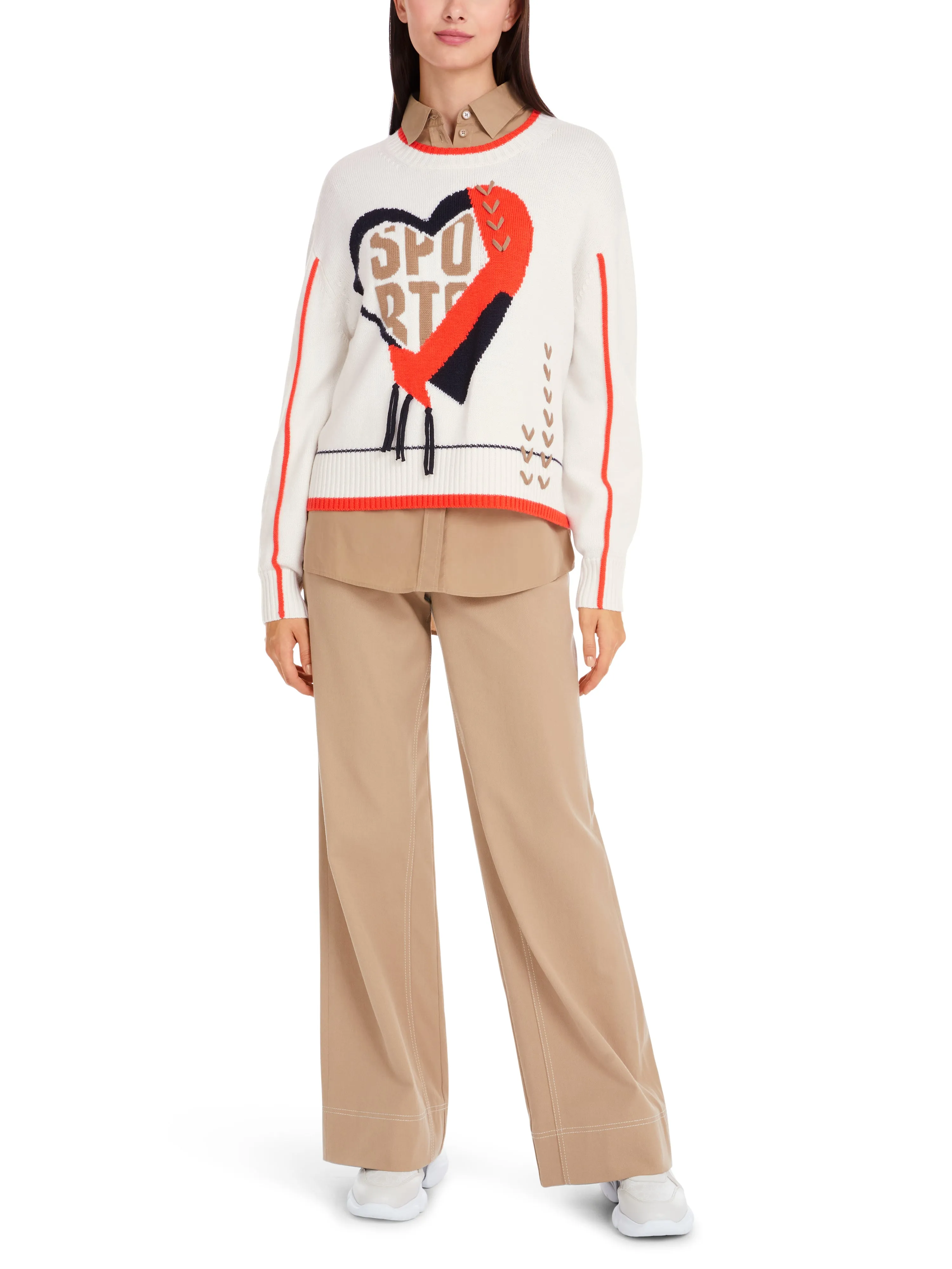 MARC CAIN Cream Heart Sweater