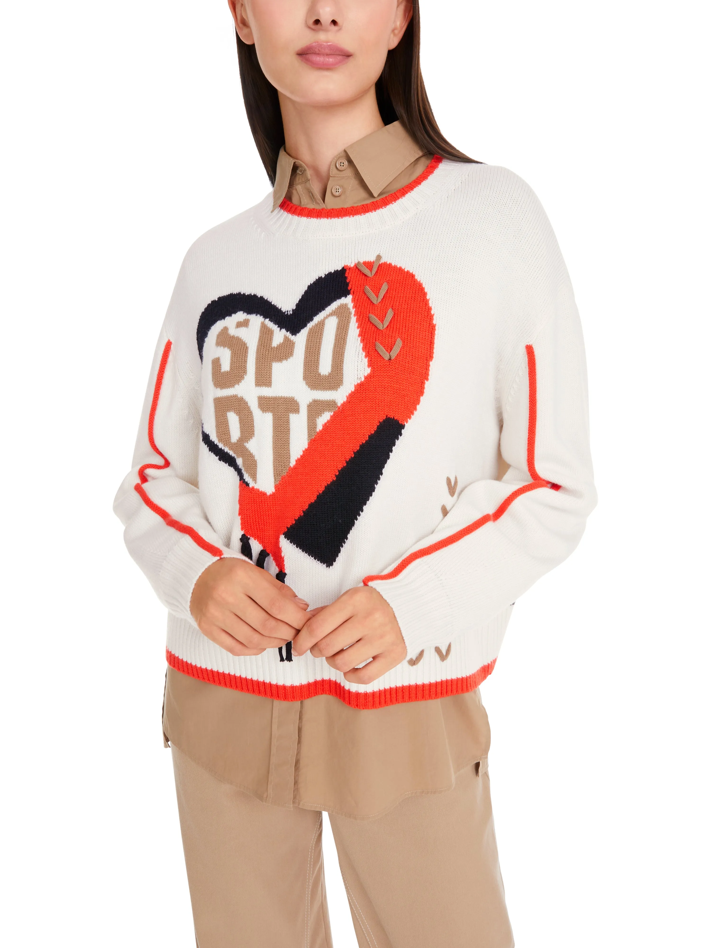 MARC CAIN Cream Heart Sweater