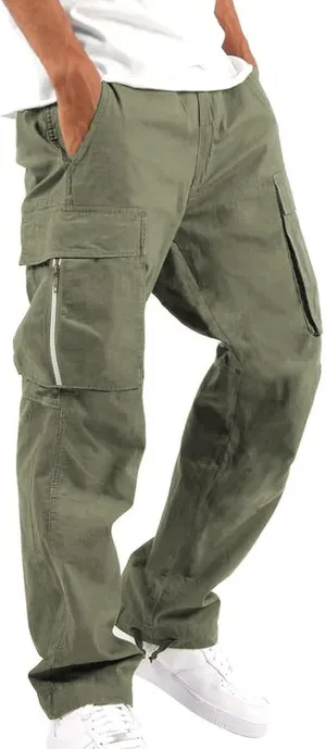 Men's 2023 Autumn Loose Fit Straight Cargo Pants Hiking Outdoor Recreation Pants Joggers Workwear Pants for Men