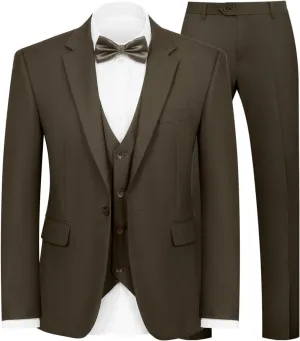 Men's 3-Piece Suit Slim Fit Suit Jacket Single Button Banquet Prom Wedding Suit Jacket Vest Pants and Bow Tie Set