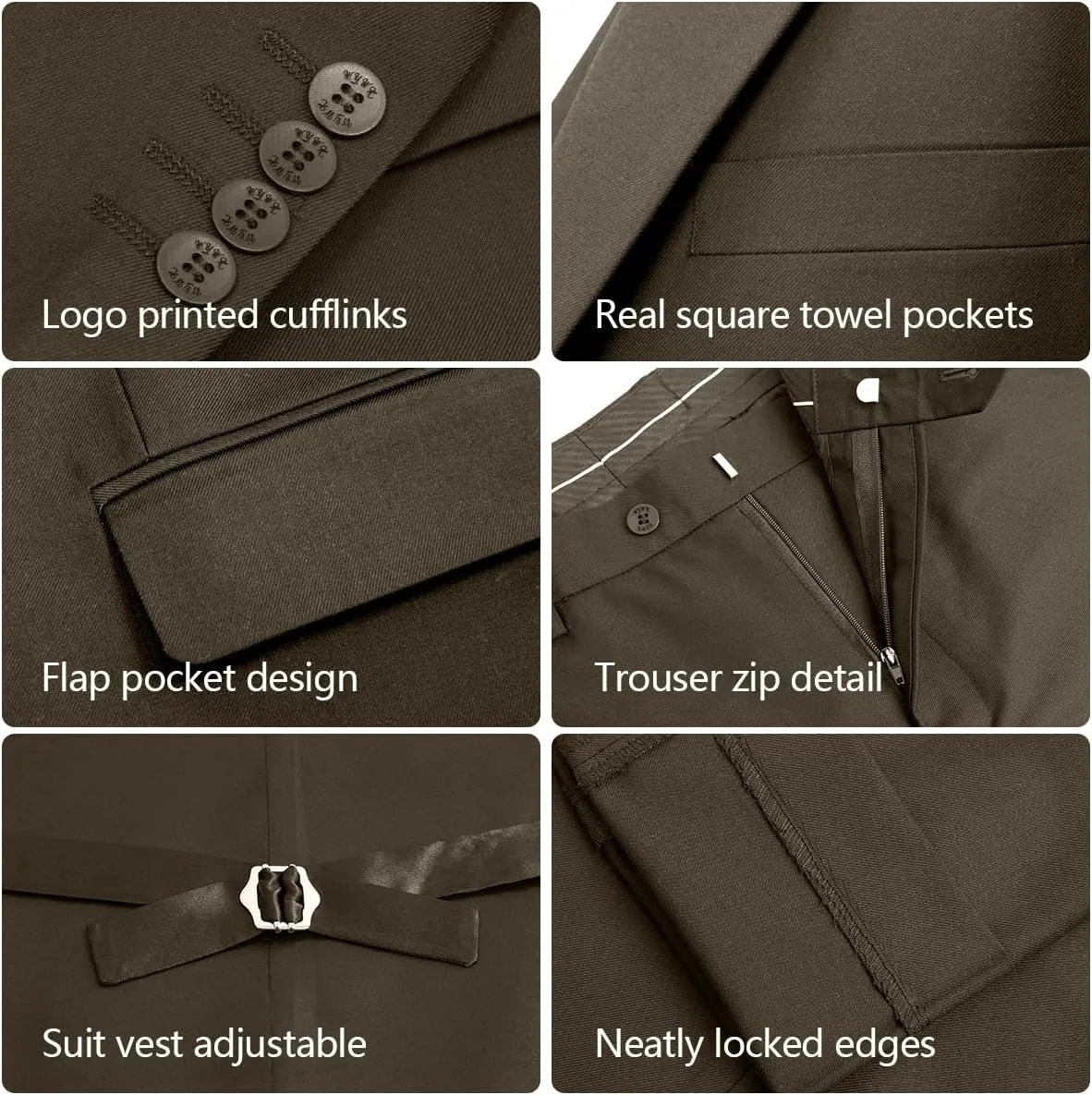 Men's 3-Piece Suit Slim Fit Suit Jacket Single Button Banquet Prom Wedding Suit Jacket Vest Pants and Bow Tie Set