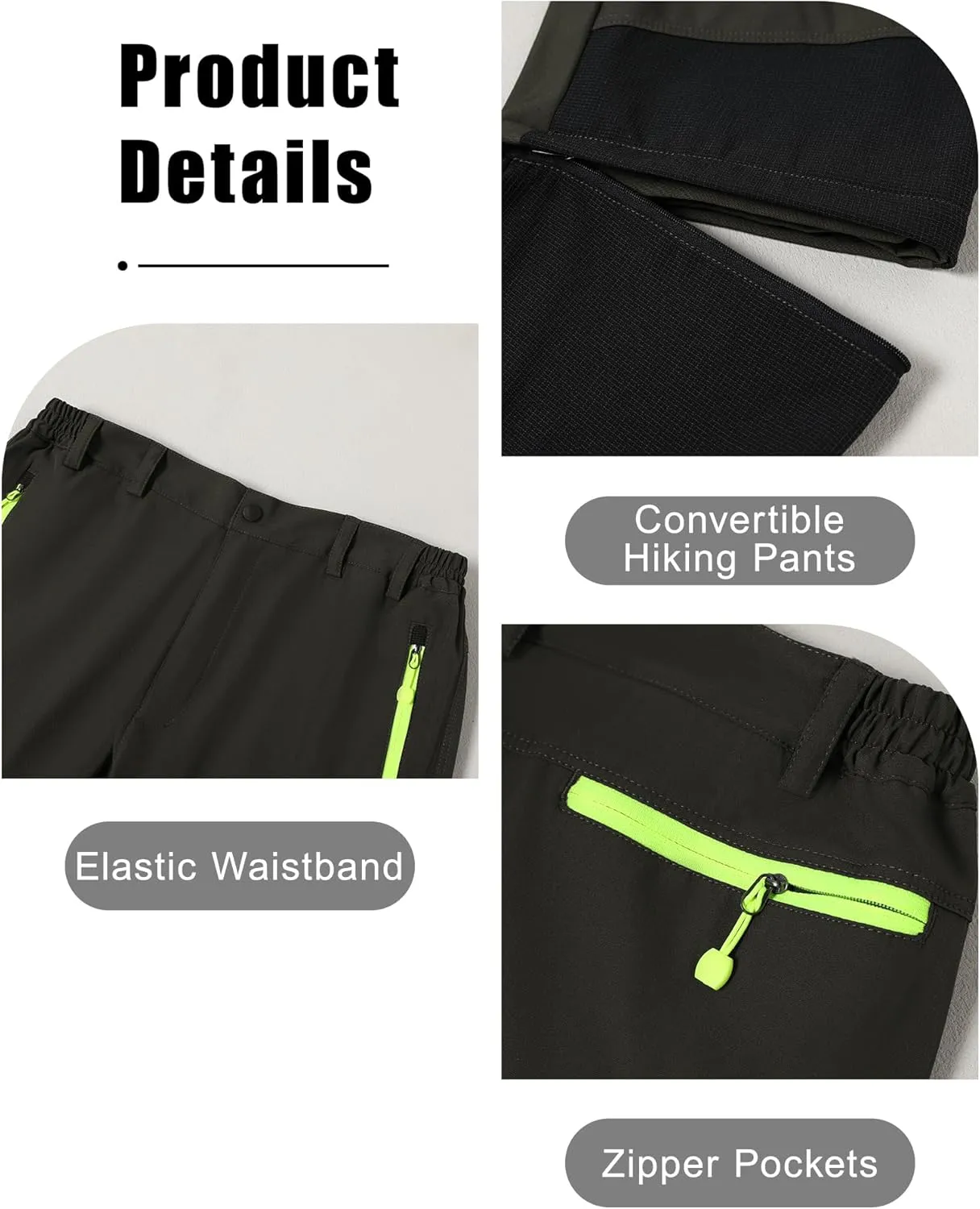 Men's Convertible Hiking Pants Zip Off Lightweight Quick Dry Outdoor Waterproof Tactical Cargo Work Pants Camping