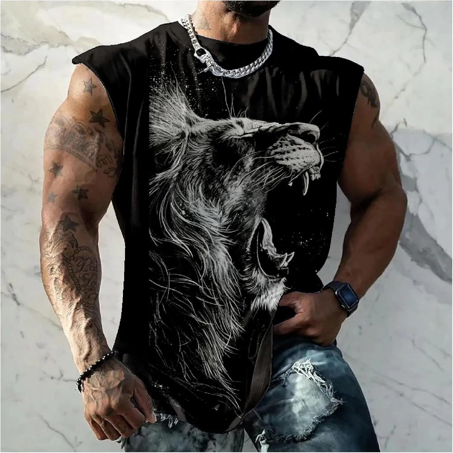 Mens Muscle Tank Top Workout Tee Sleeveless Shirt Summer Loose Quick Dry Casual Cool Crew Neck Gym Tank Tops for Men