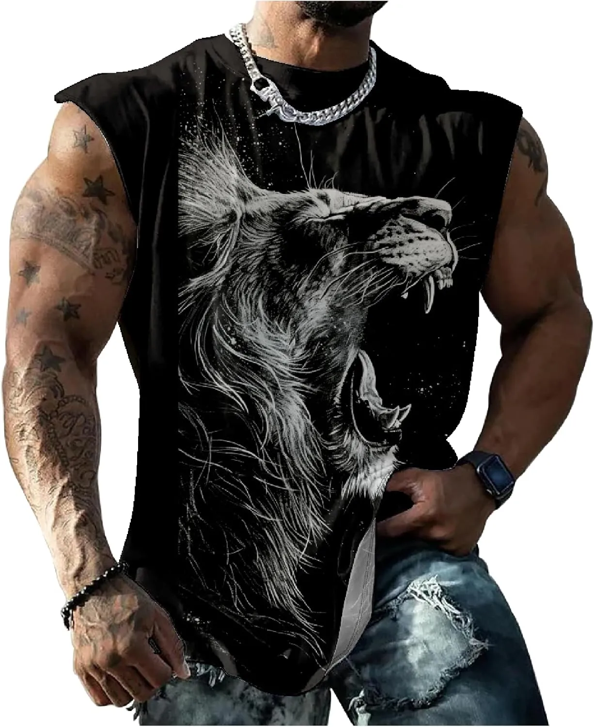 Mens Muscle Tank Top Workout Tee Sleeveless Shirt Summer Loose Quick Dry Casual Cool Crew Neck Gym Tank Tops for Men