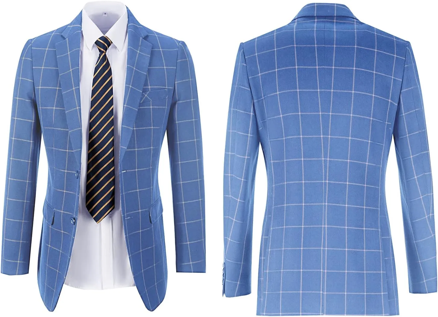 Mens Suit Plaid Slim Fit 3 Pieces Checked Casual Tuxedo Formal Suits for Men Wedding Business Party Blazer Vest Pants Set
