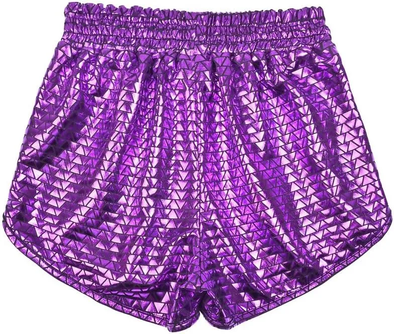Mirawise Girls Metallic Shorts Shiny Hot Pants Sparkly Dance Outfits Short Pants