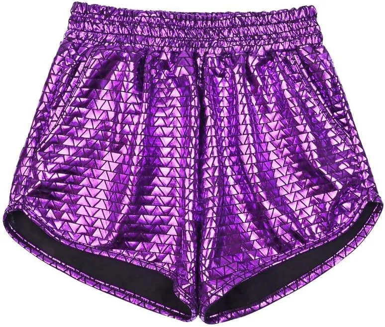 Mirawise Girls Metallic Shorts Shiny Hot Pants Sparkly Dance Outfits Short Pants