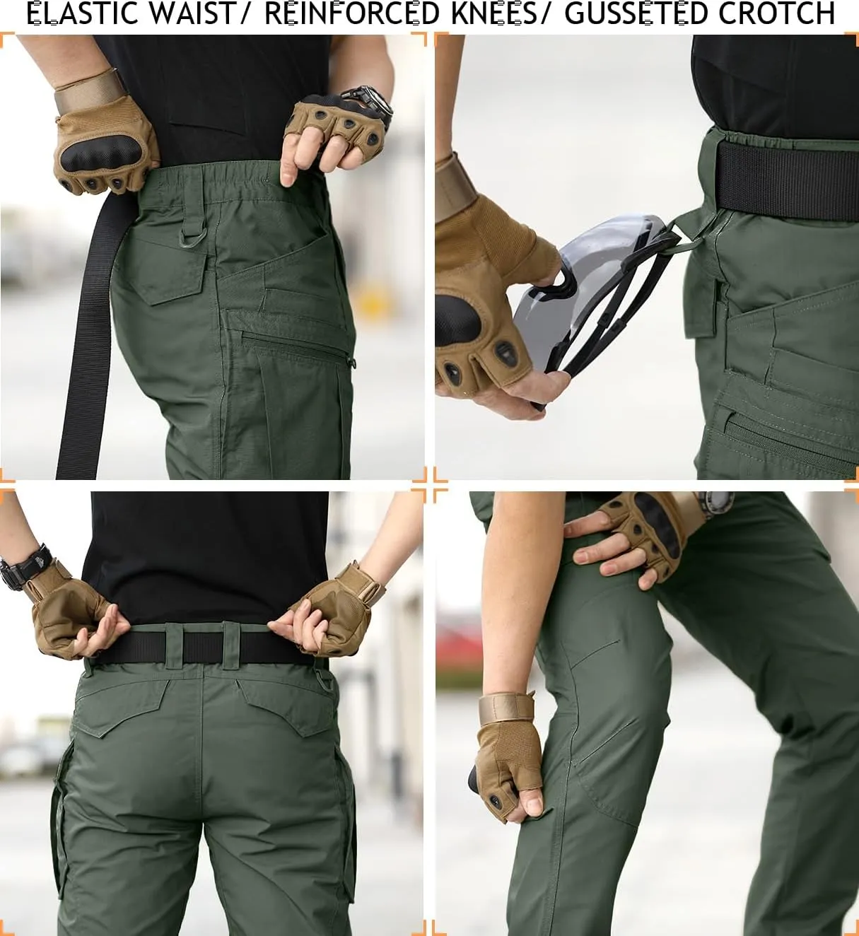 NAVEKULL Men's Hiking Tactical Pants Rip-Stop Military Combat Cargo Pants Lightweight Army Work Outdoor Trousers