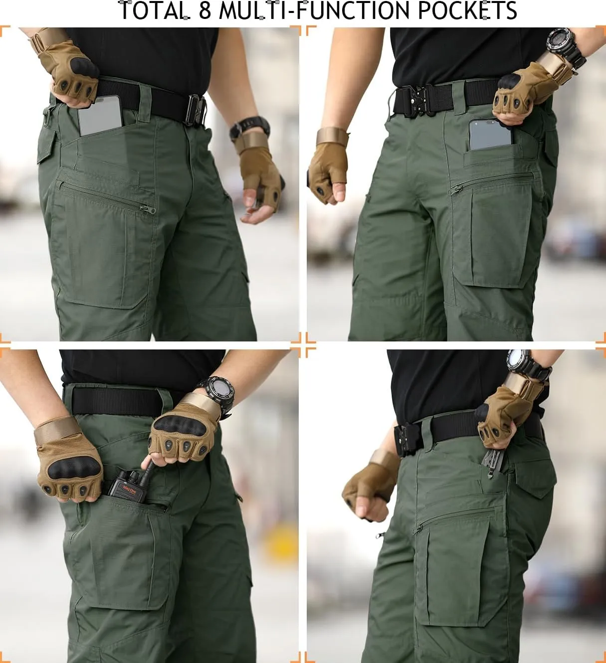 NAVEKULL Men's Hiking Tactical Pants Rip-Stop Military Combat Cargo Pants Lightweight Army Work Outdoor Trousers
