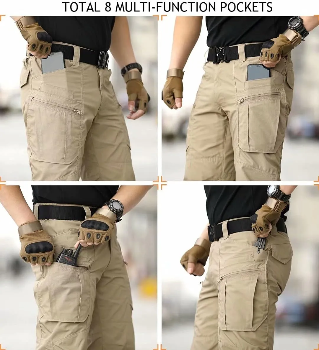 NAVEKULL Men's Hiking Tactical Pants Rip-Stop Military Combat Cargo Pants Lightweight Army Work Outdoor Trousers