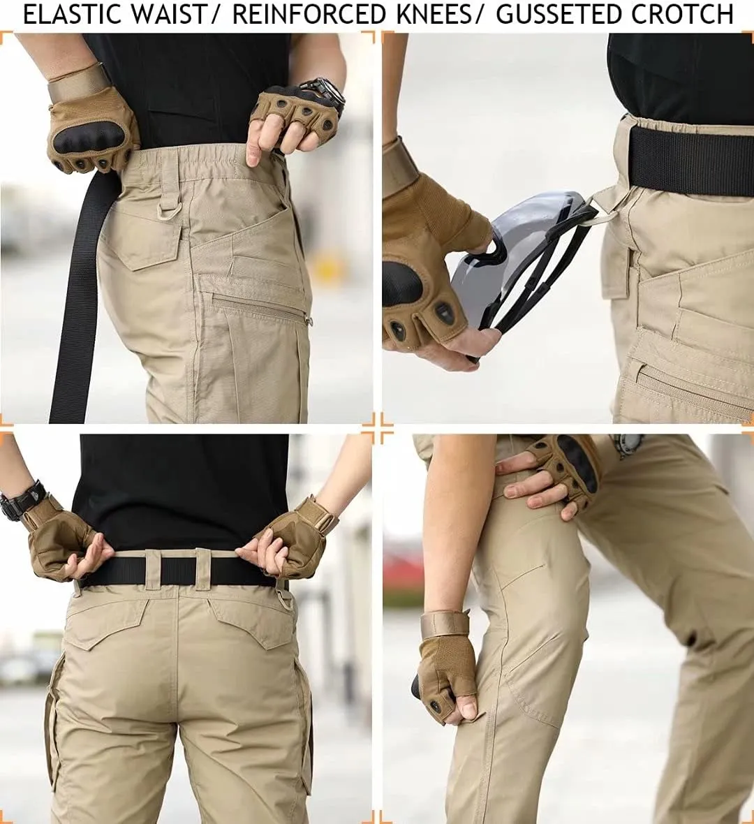 NAVEKULL Men's Hiking Tactical Pants Rip-Stop Military Combat Cargo Pants Lightweight Army Work Outdoor Trousers