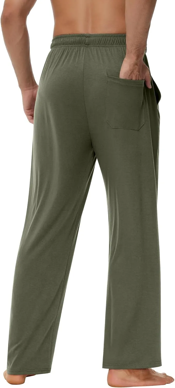 Neer 3 Pack Men's Yoga Sweatpants, Athletic Lounge Drawstring Pants Open Bottom Casual Loose Workout Jogger Pant with Pockets
