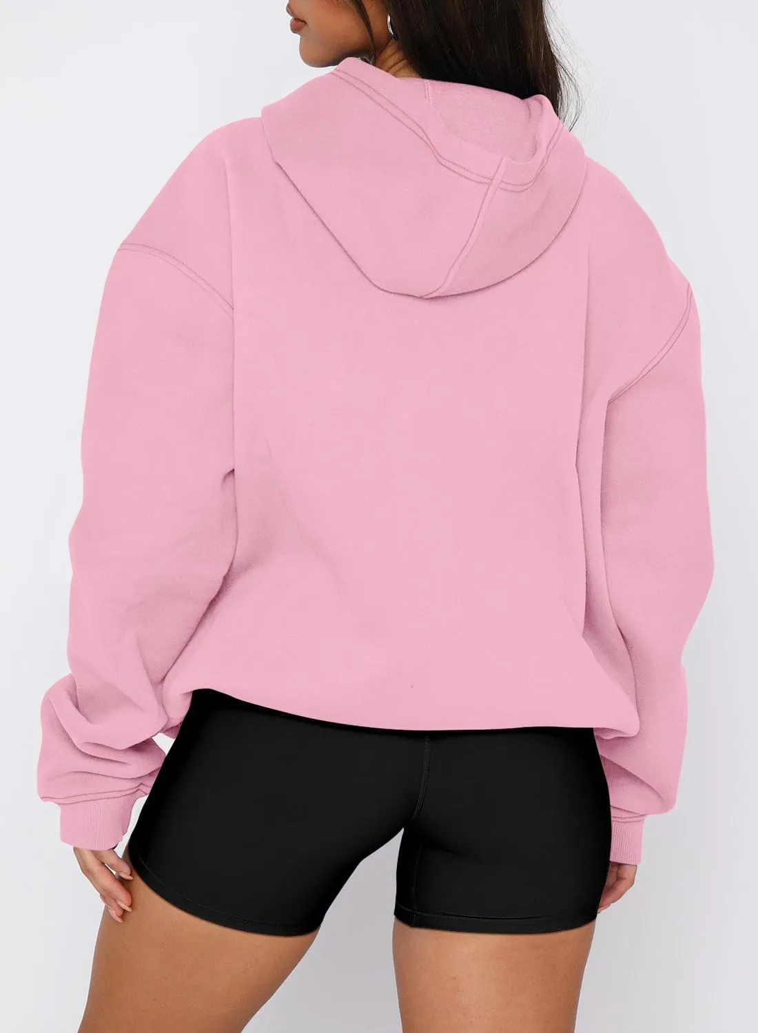 onlypuff Women Hoodies Casual Pullover Long Sleeve Sweatshirt Kangaroo Pocket Drop Shoulder Sweater