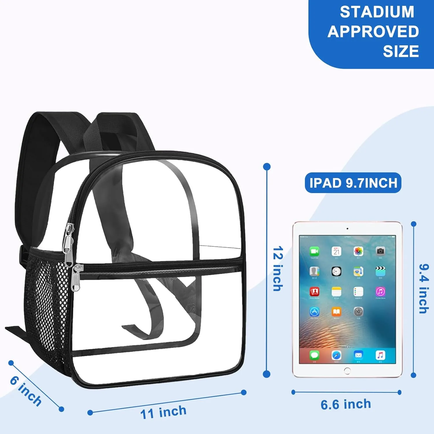 Oraben Clear Backpack for Stadium Events Stadium Backpack Waterproof 12x6x12 Clear Bag for Adult Concert Sport Work