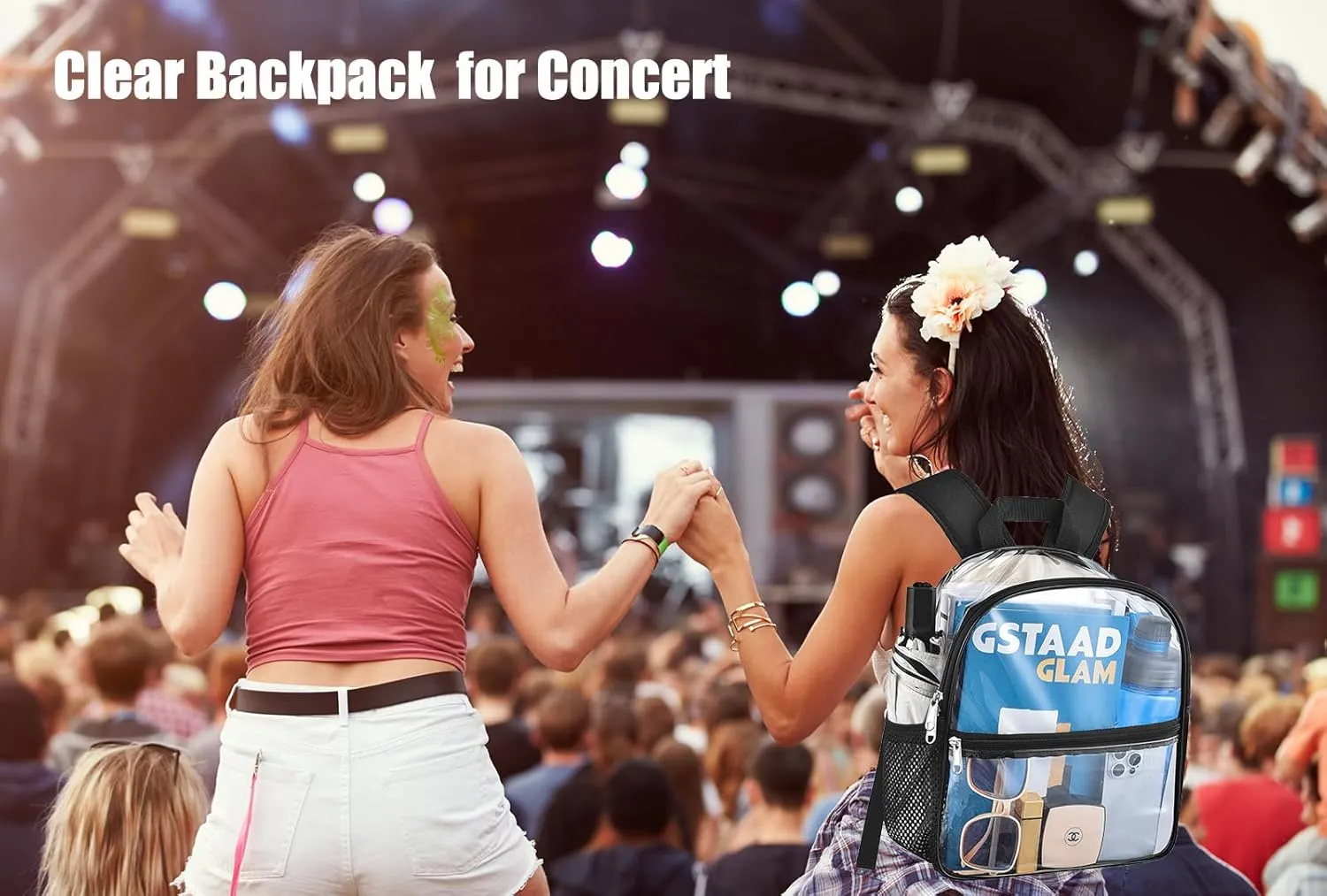 Oraben Clear Backpack for Stadium Events Stadium Backpack Waterproof 12x6x12 Clear Bag for Adult Concert Sport Work