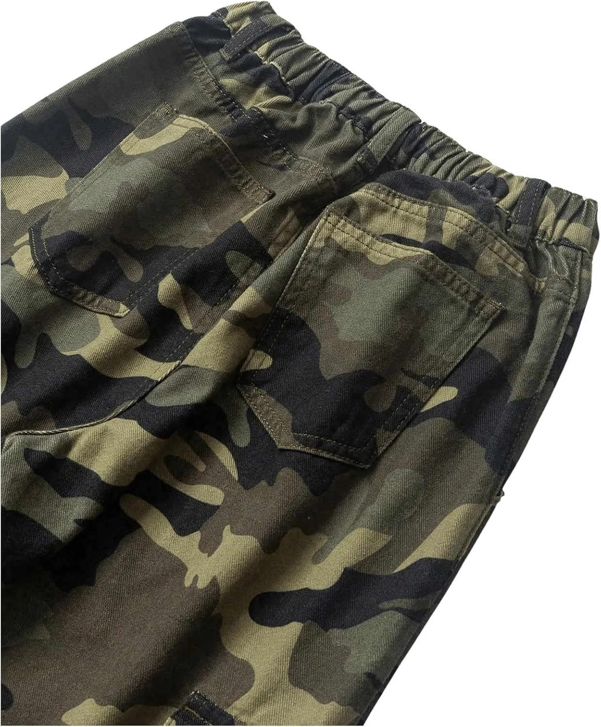 OYOANGLE Girl's Camo Print Cargo Pants Flap Pocket Mid Waist Wide Leg Casual Jeans