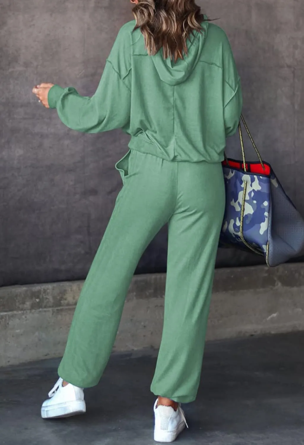 Pink Queen Womens 2 Piece Sweatsuit Outfits Long Sleeve Cutout Hoodies and Drawstring Pants Tracksuit Lounge Set with Pockets