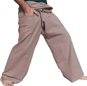 RaanPahMuang Brand Plain Thick Muang Cotton Fisherman Wrap Tall Pants