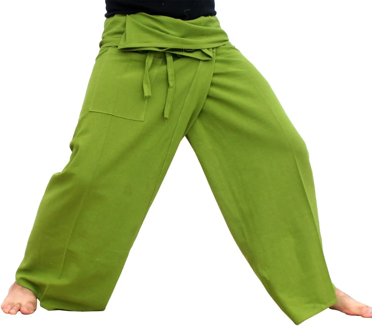 RaanPahMuang Plain Thick Muang Cotton Fisherman Wrap Tall Pants Plus