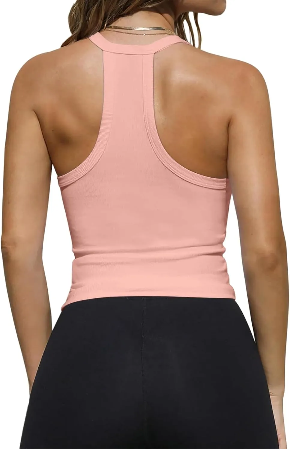 REORIA Womens Workout Tank Tops V Neck Racerback Going Out Crop 2025 Trendy Top Summer Sleeveless Ribbed Camisole