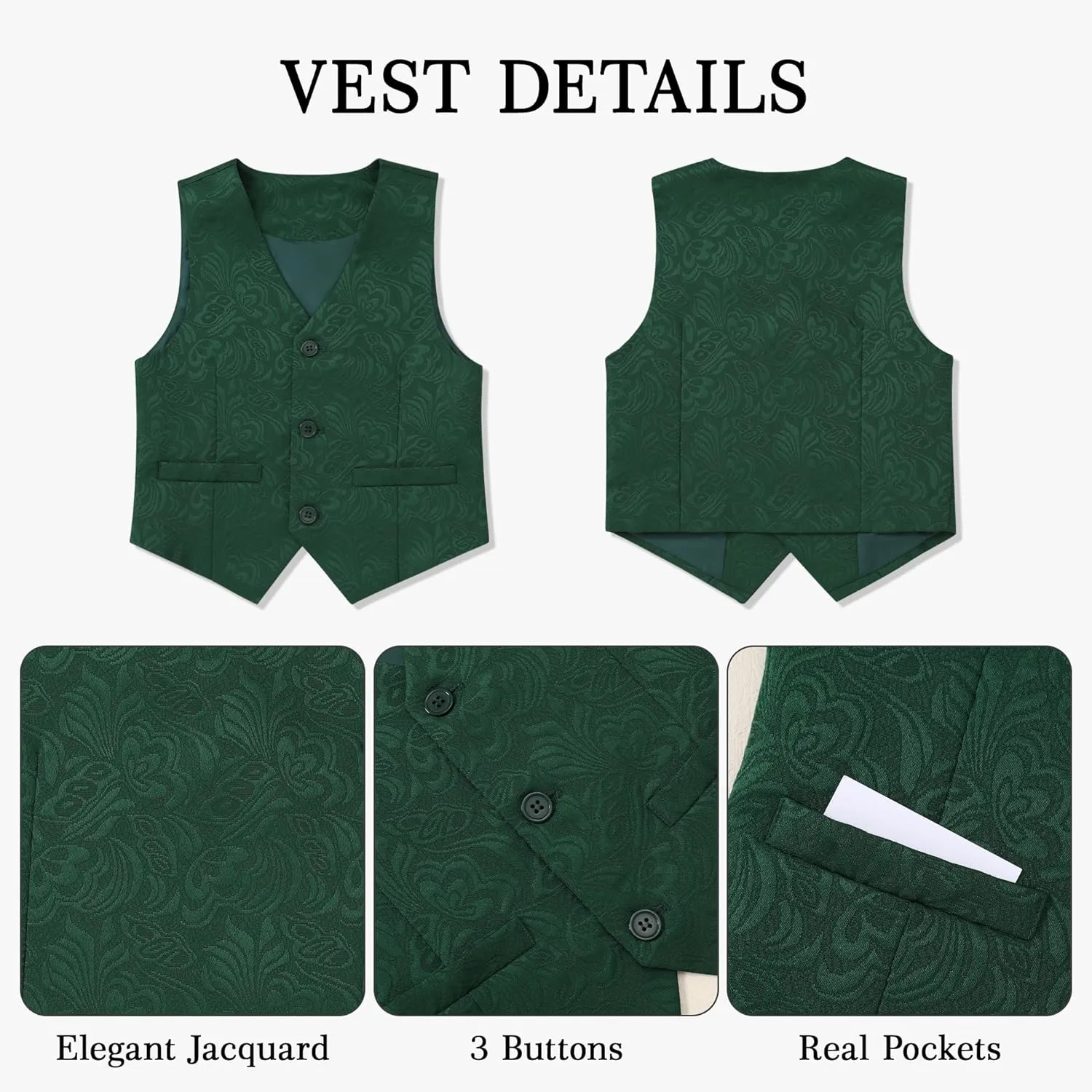 SANMIO Boys Suit 4 Piece Slim Fit Boys Suits Jacket Vest Pants Tie for Kids Suits Sets Boy Formal Tuxedo Set
