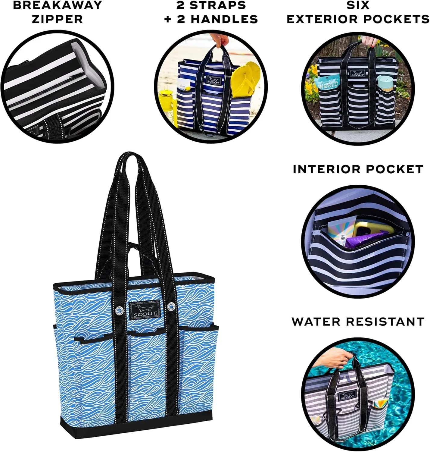 SCOUT Pocket Rocket - Work Tote For Women - 6 Exterior Pockets - Large Travel, Nurse, Teacher, Mom Bag