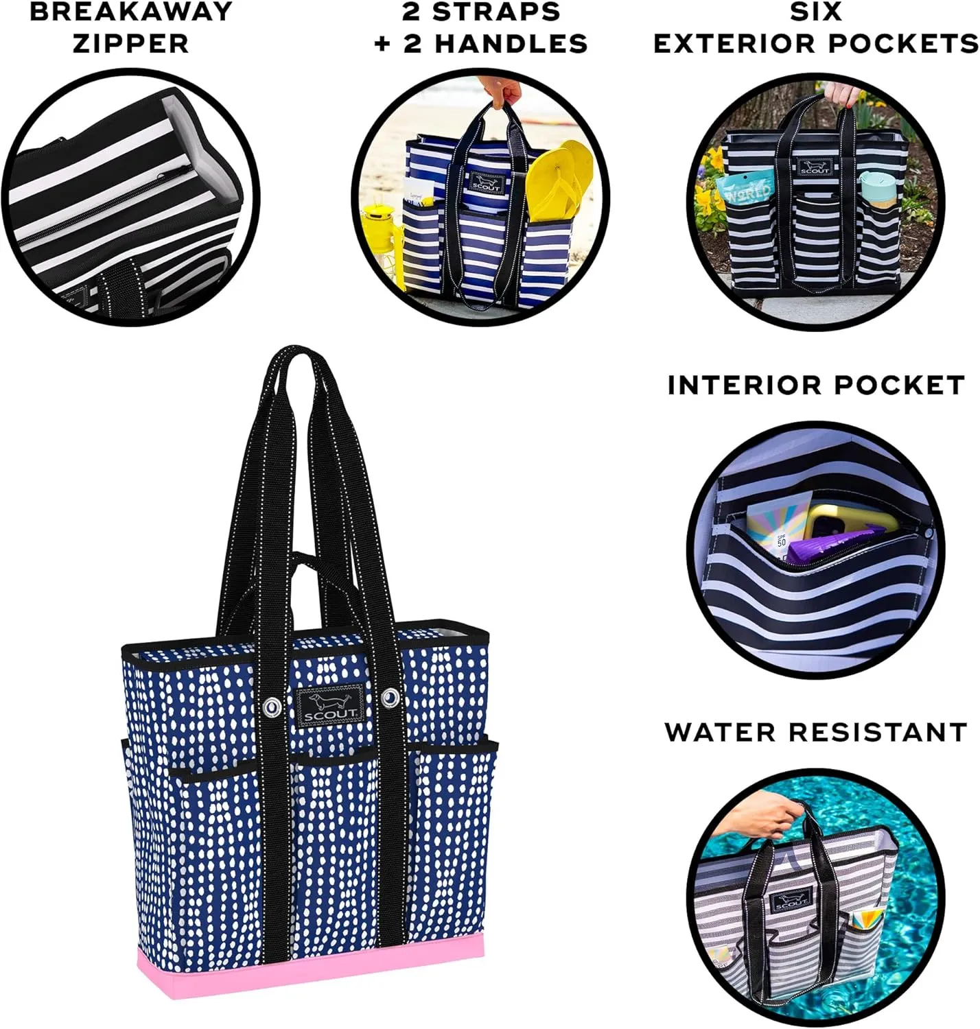 SCOUT Pocket Rocket - Work Tote For Women - 6 Exterior Pockets - Large Travel, Nurse, Teacher, Mom Bag