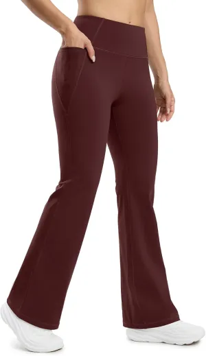 Seamaid Fleece Lined Pants Women 30" Water Resistant Flare Leggings Winter Bell Bottom Yoga Pants with Pockets Hiking