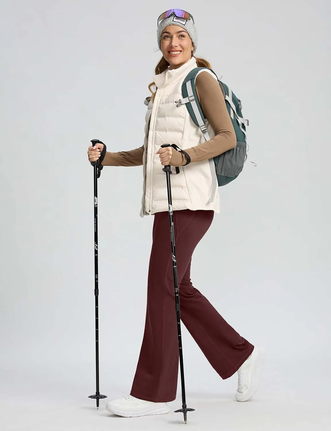 Seamaid Fleece Lined Pants Women 30" Water Resistant Flare Leggings Winter Bell Bottom Yoga Pants with Pockets Hiking