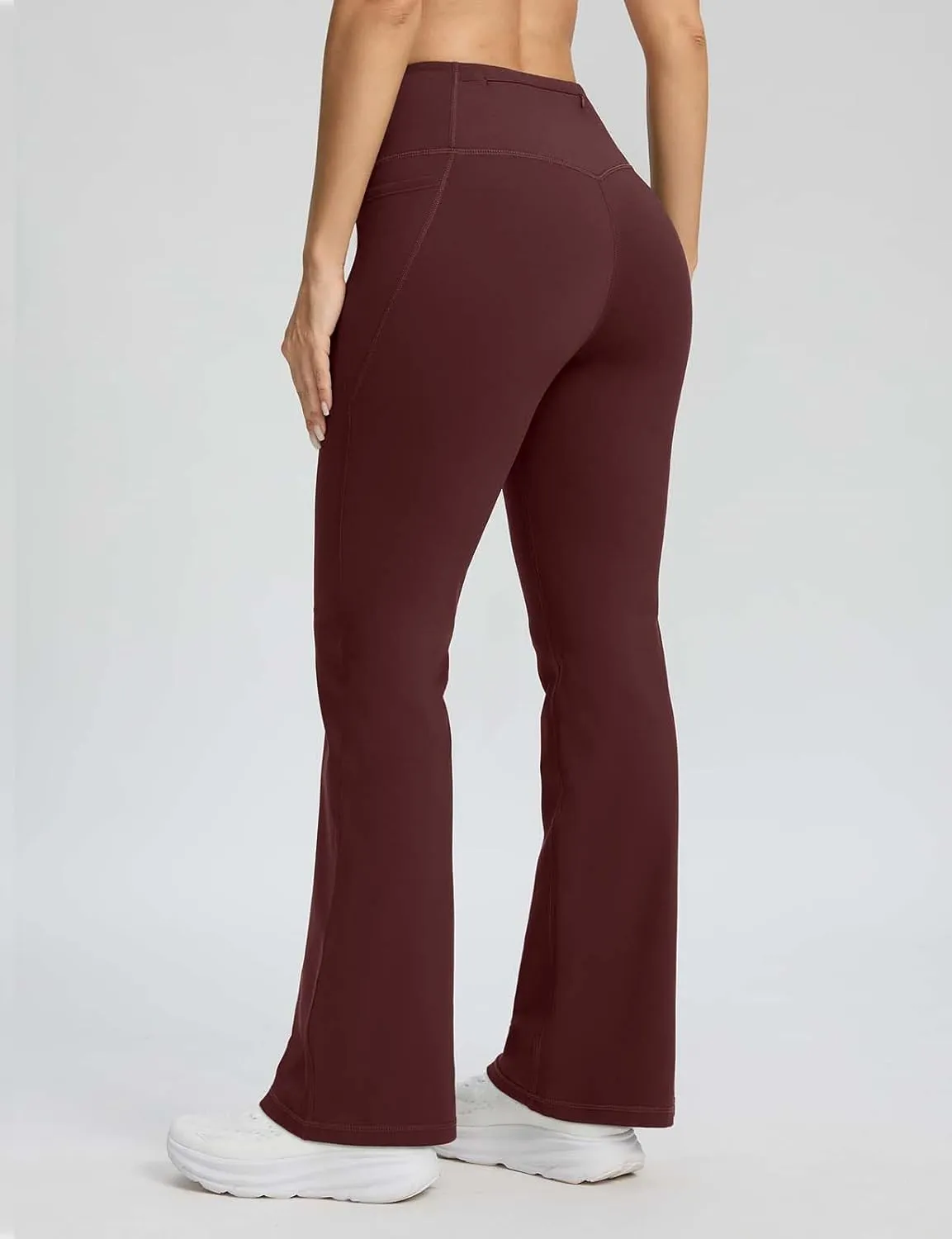 Seamaid Fleece Lined Pants Women 30" Water Resistant Flare Leggings Winter Bell Bottom Yoga Pants with Pockets Hiking