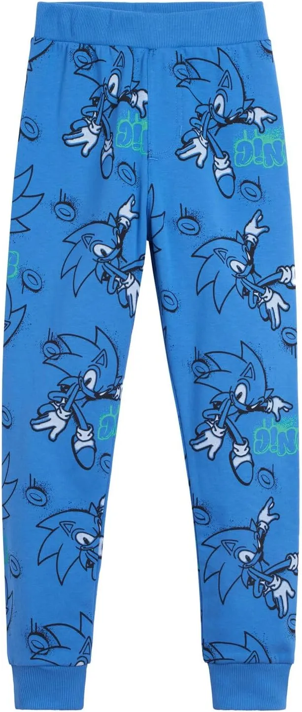 SEGA Sonic the Hedgehog T-Shirt and Fleece Pants Outfit Set Toddler to Big Kid Sizes (2T - 18-20)