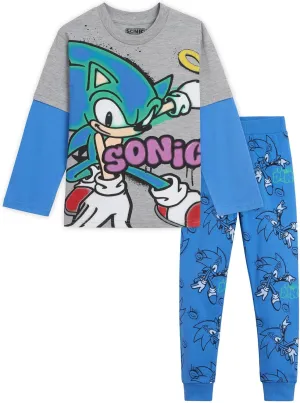 SEGA Sonic the Hedgehog T-Shirt and Fleece Pants Outfit Set Toddler to Big Kid Sizes (2T - 18-20)