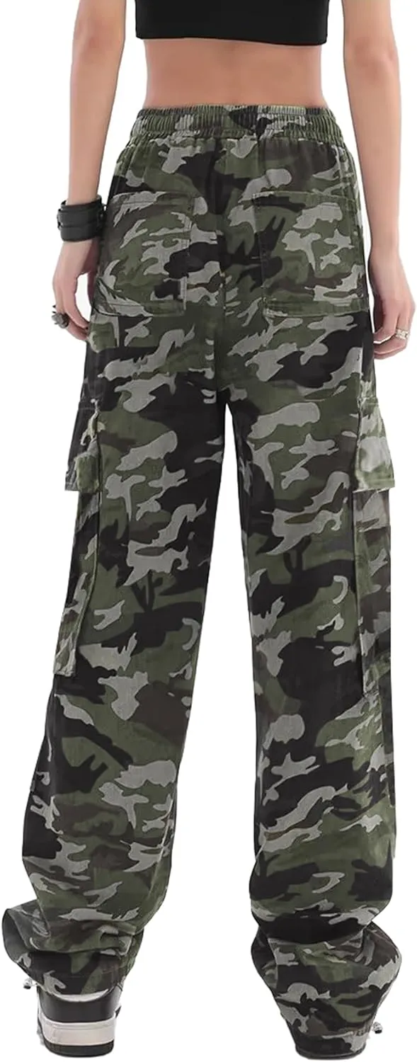 SESERAGI Cargo Pants Women Baggy Streetwear Y2K Drawstring Trousers Wide Leg Pants