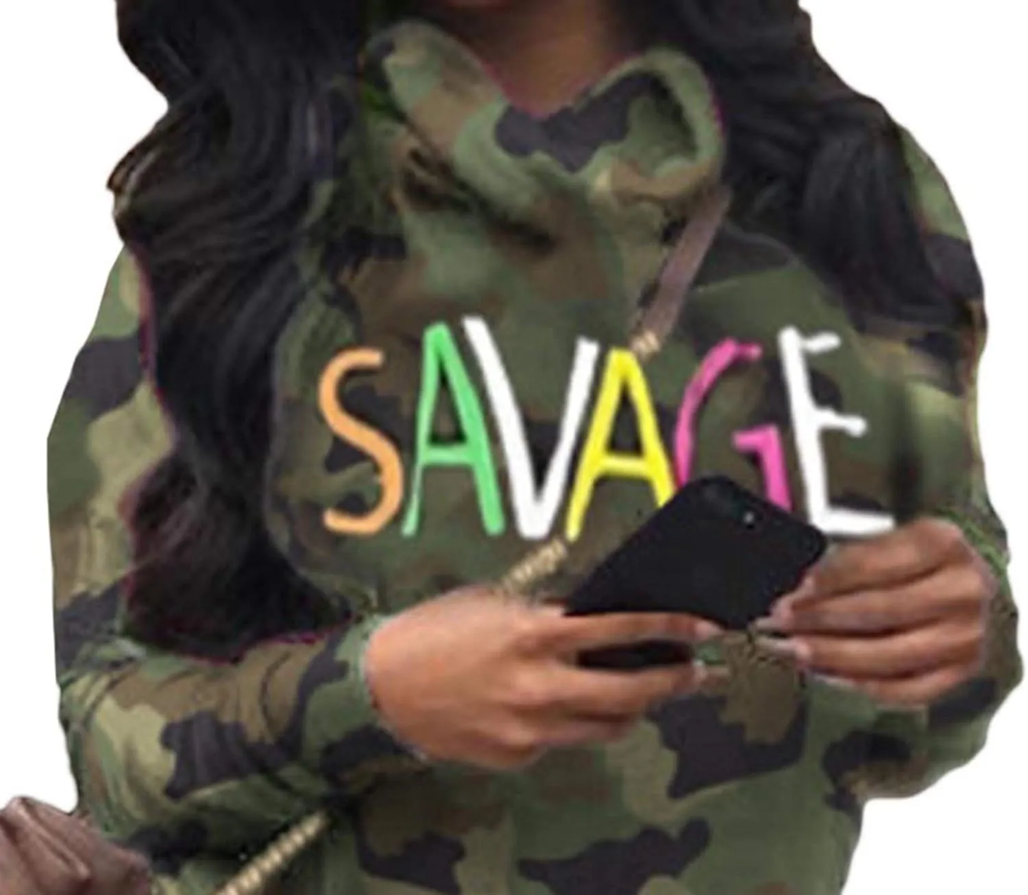 Sexyshine Women's Casual 2 Piece Camouflage Letter Print Outfits Pullover Sweatshirt Tops Long Pants Tracksuits Set Plus Size