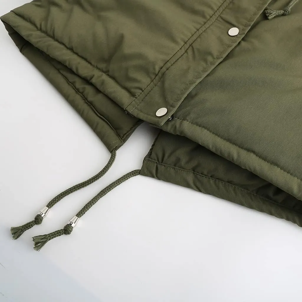 Sister Amy Women Trench Coat Fleece-Lined Mid-length Jacket with Detachable Collar