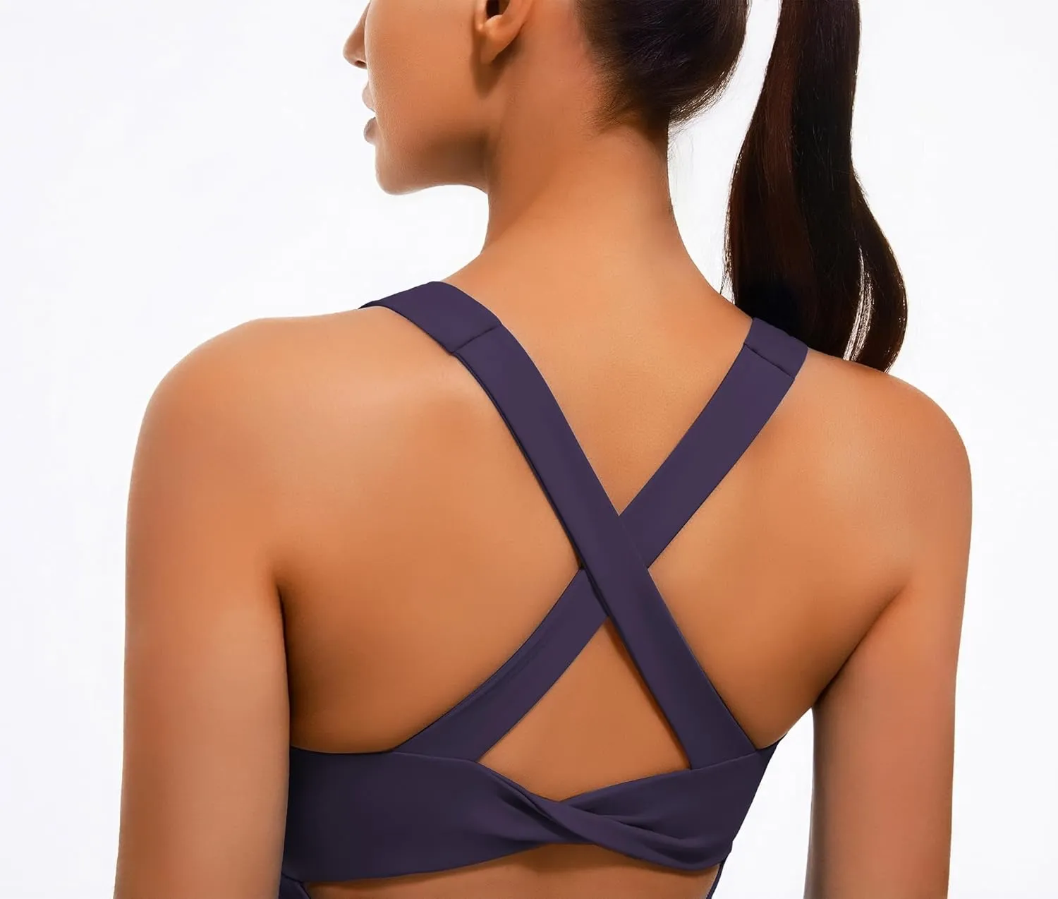 Smooth Workout Tank Top with Built-in Bra Cross Back Athletic Yoga Tops Stretchy Sports Camisole for Gym Pilates