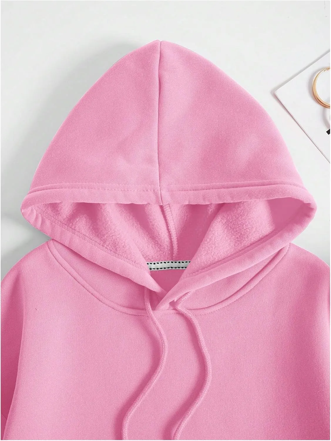 SOLY HUX Hoodies for Women Drawstring Long Sleeve Drop Shoulder Pullover Sweatshirt with Pocket
